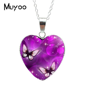 Hot Purple Magic Butterfly Heart Jewelry Necklace for women