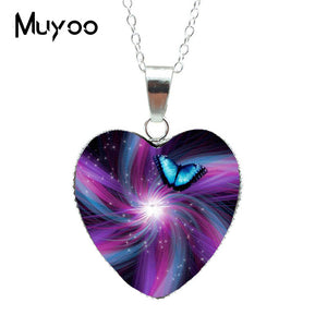 Hot Purple Magic Butterfly Heart Jewelry Necklace for women