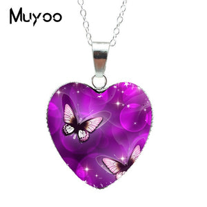 Hot Purple Magic Butterfly Heart Jewelry Necklace for women