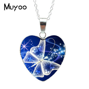 Hot Purple Magic Butterfly Heart Jewelry Necklace for women