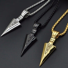 Load image into Gallery viewer, Men&#39;s Fashion Jewelry Gold Silver black Arrow Head Pendant Long Chain Necklace mens stainless steel necklaces
