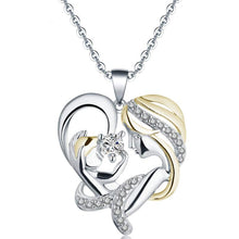 Load image into Gallery viewer, Mom&#39;s love, mother&#39;s day heart-shaped zircon necklace mom and baby