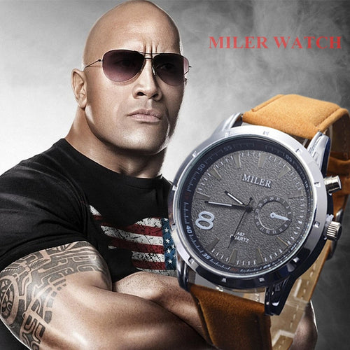 Miler Men Watches Top Brand Fashion Men's Leather Wrist watch