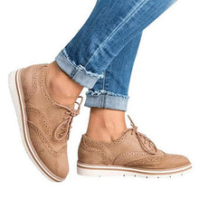 Load image into Gallery viewer, Women Oxfords Cut-Outs Lace Up Brogue Shoes Flat Platform  England Ladies Non-slip Shoes Breathable Casual Female Low Footwear