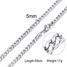 Load image into Gallery viewer, FILLED SOLID BOXCHAIN CHUNKY CUBA LINK CHOKER HEAVY FIGARO CHAIN NECKLACE IN STAINLESS STEEL MALE FEMALE JEWELRY