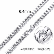 Load image into Gallery viewer, FILLED SOLID BOXCHAIN CHUNKY CUBA LINK CHOKER HEAVY FIGARO CHAIN NECKLACE IN STAINLESS STEEL MALE FEMALE JEWELRY