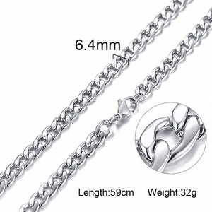 FILLED SOLID BOXCHAIN CHUNKY CUBA LINK CHOKER HEAVY FIGARO CHAIN NECKLACE IN STAINLESS STEEL MALE FEMALE JEWELRY