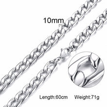 Load image into Gallery viewer, FILLED SOLID BOXCHAIN CHUNKY CUBA LINK CHOKER HEAVY FIGARO CHAIN NECKLACE IN STAINLESS STEEL MALE FEMALE JEWELRY