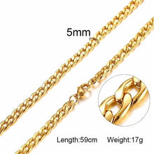 Load image into Gallery viewer, FILLED SOLID BOXCHAIN CHUNKY CUBA LINK CHOKER HEAVY FIGARO CHAIN NECKLACE IN STAINLESS STEEL MALE FEMALE JEWELRY