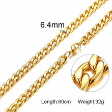 Load image into Gallery viewer, FILLED SOLID BOXCHAIN CHUNKY CUBA LINK CHOKER HEAVY FIGARO CHAIN NECKLACE IN STAINLESS STEEL MALE FEMALE JEWELRY