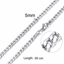 Load image into Gallery viewer, FILLED SOLID BOXCHAIN CHUNKY CUBA LINK CHOKER HEAVY FIGARO CHAIN NECKLACE IN STAINLESS STEEL MALE FEMALE JEWELRY