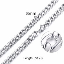 Load image into Gallery viewer, FILLED SOLID BOXCHAIN CHUNKY CUBA LINK CHOKER HEAVY FIGARO CHAIN NECKLACE IN STAINLESS STEEL MALE FEMALE JEWELRY