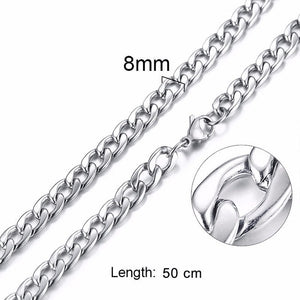 FILLED SOLID BOXCHAIN CHUNKY CUBA LINK CHOKER HEAVY FIGARO CHAIN NECKLACE IN STAINLESS STEEL MALE FEMALE JEWELRY