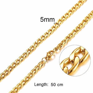 FILLED SOLID BOXCHAIN CHUNKY CUBA LINK CHOKER HEAVY FIGARO CHAIN NECKLACE IN STAINLESS STEEL MALE FEMALE JEWELRY