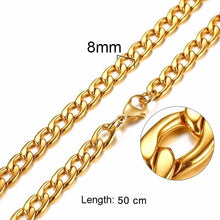 Load image into Gallery viewer, FILLED SOLID BOXCHAIN CHUNKY CUBA LINK CHOKER HEAVY FIGARO CHAIN NECKLACE IN STAINLESS STEEL MALE FEMALE JEWELRY