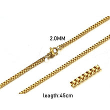 Load image into Gallery viewer, FILLED SOLID BOXCHAIN CHUNKY CUBA LINK CHOKER HEAVY FIGARO CHAIN NECKLACE IN STAINLESS STEEL MALE FEMALE JEWELRY