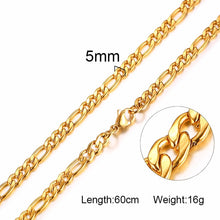 Load image into Gallery viewer, FILLED SOLID BOXCHAIN CHUNKY CUBA LINK CHOKER HEAVY FIGARO CHAIN NECKLACE IN STAINLESS STEEL MALE FEMALE JEWELRY