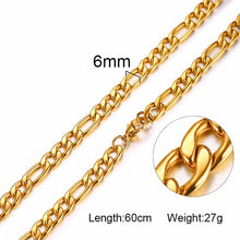 Load image into Gallery viewer, FILLED SOLID BOXCHAIN CHUNKY CUBA LINK CHOKER HEAVY FIGARO CHAIN NECKLACE IN STAINLESS STEEL MALE FEMALE JEWELRY