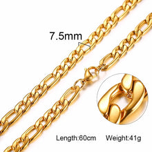 Load image into Gallery viewer, FILLED SOLID BOXCHAIN CHUNKY CUBA LINK CHOKER HEAVY FIGARO CHAIN NECKLACE IN STAINLESS STEEL MALE FEMALE JEWELRY