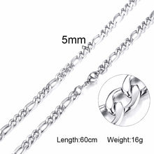 Load image into Gallery viewer, FILLED SOLID BOXCHAIN CHUNKY CUBA LINK CHOKER HEAVY FIGARO CHAIN NECKLACE IN STAINLESS STEEL MALE FEMALE JEWELRY