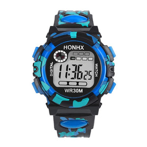 2019 Waterproof Children Boy Multifunction Boy Digital LED Sports Waterproof Wrist Watch Kids Alarm Date Electronic Watch Gift Q