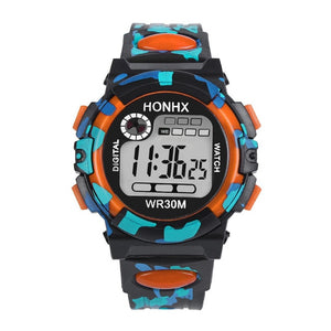 2019 Waterproof Children Boy Multifunction Boy Digital LED Sports Waterproof Wrist Watch Kids Alarm Date Electronic Watch Gift Q