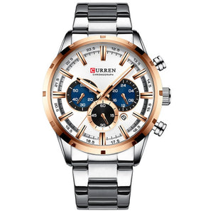 New CURREN Fashion Men Watches With Stainless Steel Top Brand Luxury Sports Chronograph Quartz Watch Men Relogio Masculino