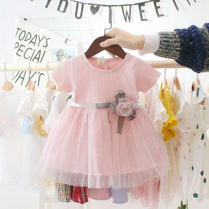 Summer Toddler Infant Girls Cotton Mesh Tutu Dresses Kids Cute Birthday Party Clothes 0-3Y Baby Girl Princess Dress