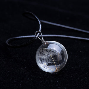 Crystal Glass Ball Dandelion Necklace For Women