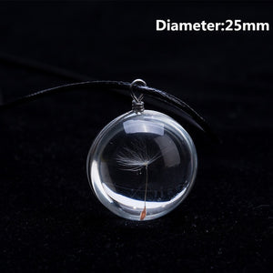 Crystal Glass Ball Dandelion Necklace For Women