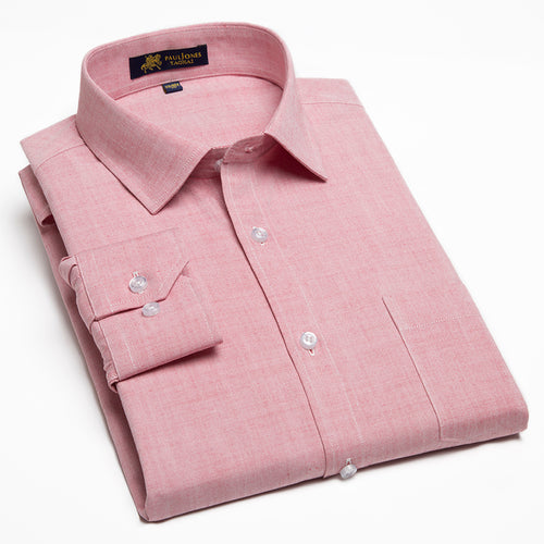 Men's Solid Long Sleeve Linen Dress Shirt with Left Chest Pocket Smart Casual Shirts