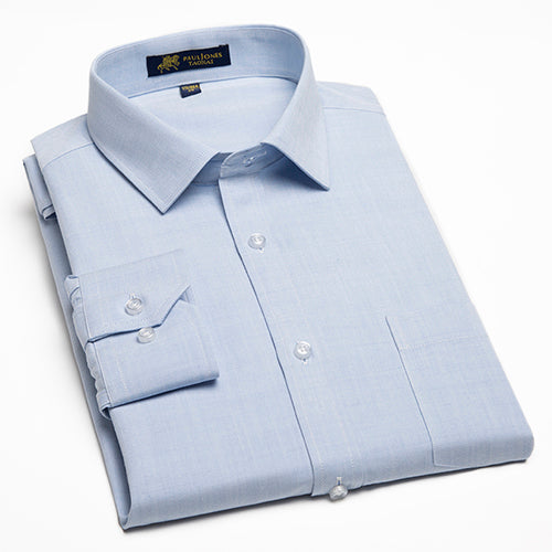 Men's Solid Long Sleeve Linen Dress Shirt with Left Chest Pocket Smart Casual Shirts
