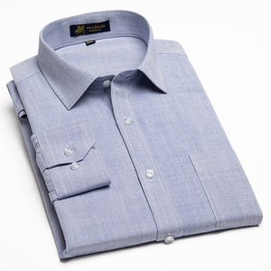 Men's Solid Long Sleeve Linen Dress Shirt with Left Chest Pocket Smart Casual Shirts