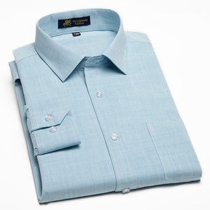 Men's Solid Long Sleeve Linen Dress Shirt with Left Chest Pocket Smart Casual Shirts