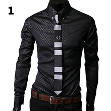 Load image into Gallery viewer, Men Argyle Luxury Business Style Slim Fit Long Sleeve Casual Dress Shirt