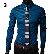 Load image into Gallery viewer, Men Argyle Luxury Business Style Slim Fit Long Sleeve Casual Dress Shirt
