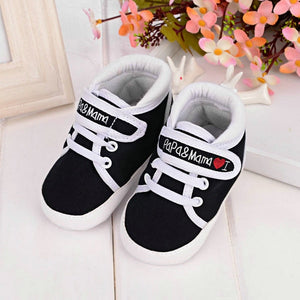 Baby Shoes I Love PaPa&MaMa Letter Printed Soft Bottom Footwear Heart-shaped 0-18M Newborn First walker