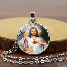 Load image into Gallery viewer, Blessed Virgin Mary Mother of Baby Necklace Jesus Christ Christian Pendant Catholic Religious Glass Tile Necklaces Pendants