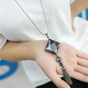 Crystal Square Pendant Necklace for women