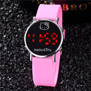 Cat Cartoon Hello Kitty Watch Baby Clock Children Led Display Girl Wrist Kids Child Clock Cute Silicone Relogio Enfant