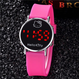 Cat Cartoon Hello Kitty Watch Baby Clock Children Led Display Girl Wrist Kids Child Clock Cute Silicone Relogio Enfant