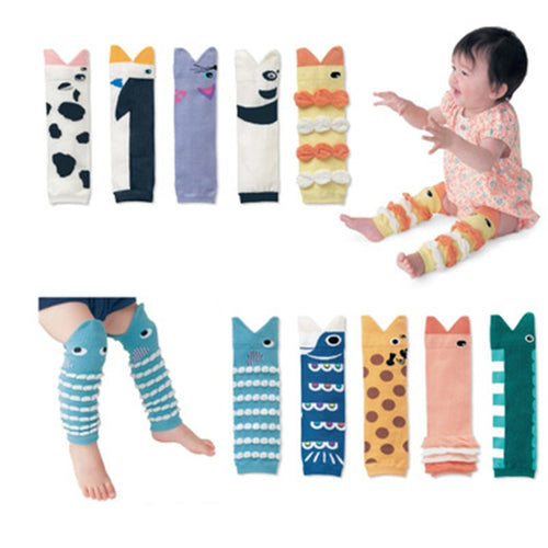 ideacherry Baby Cotton Knee Pads Cartoon Mouth Type Multifunction Kid Crawl Leggings Knee Protector Leg Warmers for Baby Playing