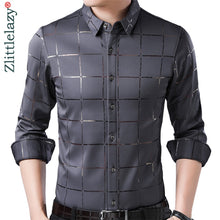 Load image into Gallery viewer, casual spring luxury plaid long sleeve slim fit
