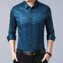 Load image into Gallery viewer, casual spring luxury plaid long sleeve slim fit