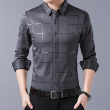 Load image into Gallery viewer, casual spring luxury plaid long sleeve slim fit