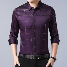 Load image into Gallery viewer, casual spring luxury plaid long sleeve slim fit