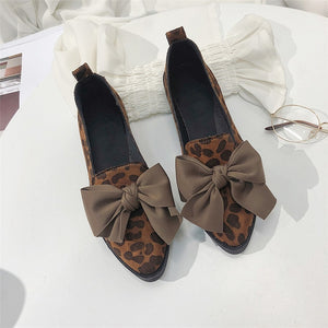 2019 Classic Brand Flats Casual Shoes Women Bowknot Loafers Sexy Leopard Oxford Slip On Moccasins Female Suede Leather Footwear