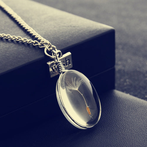 Natural dandelion round crystal Pendants for women